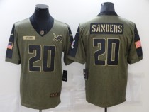 Men's Detroit Lions #20 B.Sanders 2021 Olive Salute To Service Limited Jersey