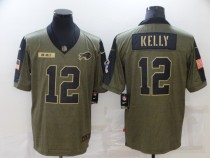 Men's Buffalo Bills #12 Kelly 2021 Olive Salute To Service Limited Jersey