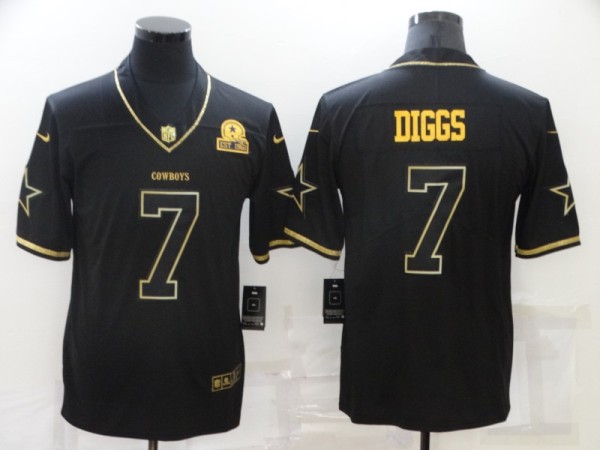 Men's Dallas Cowboys #7 Trevon Diggs Black Golden Edition Limited Jersey