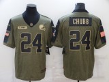 Men's Cleveland Browns #24 Nick Chubb 2021 Olive Salute To Service Limited Jersey