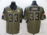 Men's Minnesota Vikings #33 Cook 2021 Olive Salute To Service Limited Jersey