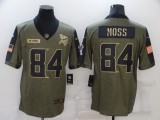 Men's Minnesota Vikings #84 Randy Moss 2021 Olive Salute To Service Limited Jersey