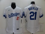 MLB Los Angeles Dodgers #21 Buehler 2021 White City Connect Flex Base Elite Jersey