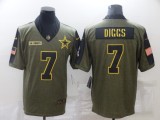 Men's Dallas Cowboys #7 Trevon Diggs 2021 Olive Gold Salute To Service Limited Jersey