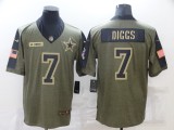 Men's Dallas Cowboys #7 Trevon Diggs 2021 Olive Salute To Service Limited Jersey