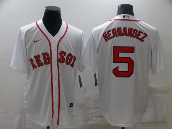 MLB Boston Red Sox #5 Hernandez White Blue Game Nike Jersey