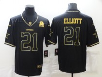 Men's Dallas Cowboys #21 Ezekiel Elliott Black Golden Edition Limited Jersey