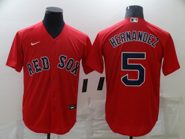 MLB Boston Red Sox #5 Hernandez Red Game Nike Jersey