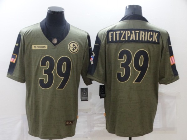 Men's Steelers #39 Minkah Fitzpatrick 2021 Olive Salute To Service Limited Jersey