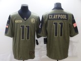 Men's Pittsburgh Steelers #11 Claypool 2021 Olive Salute To Service Limited Jersey