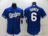 MLB Los Angeles Dodgers #6 Trea Turner Blue Flex Base Elite Jersey