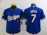 Youth MLB Los Angeles Dodgers #7 Julio Urias Blue Gold Game Nike Jersey