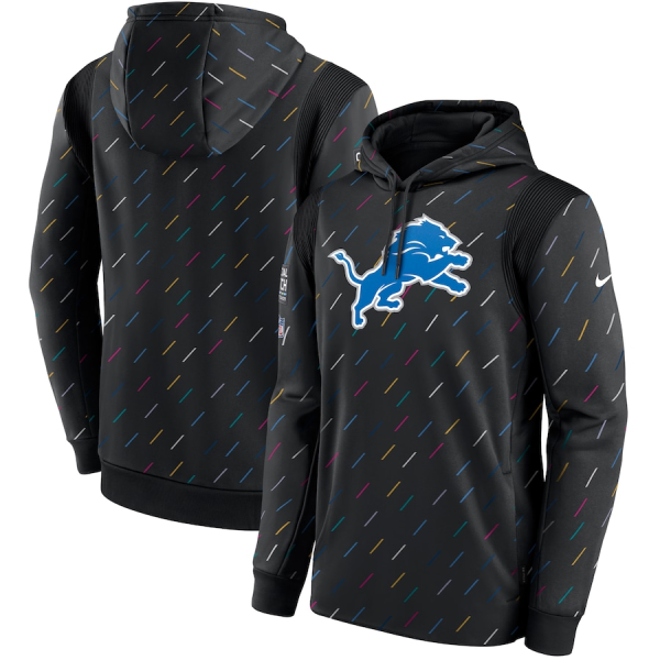 Men's Detroit Lions 2021 Charcoal Crucial Catch Therma Pullover Hoodie