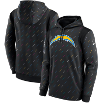 Men's Los Angeles Chargers 2021 Charcoal Crucial Catch Therma Pullover Hoodie