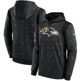 Men's Baltimore Ravens 2021 Charcoal Crucial Catch Therma Pullover Hoodie