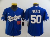 Youth MLB Los Angeles Dodgers #50 Mookie Betts Blue Gold Game Nike Jersey