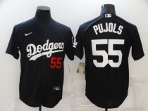 MLB Los Angeles Dodgers #55 Pujols Black Game Nike Jersey