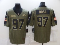 Men's Los Angeles Chargers #97 Bosa 2021 Olive Salute To Service Limited Jersey