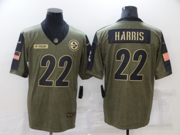 Men's Pittsburgh Steelers #22 Najee Harris 2021 Olive Salute To Service Limited Jersey