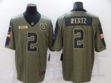 Men's Indianapolis Colts #2 Wentz 2021 Olive Gold Salute To Service Limited Jersey