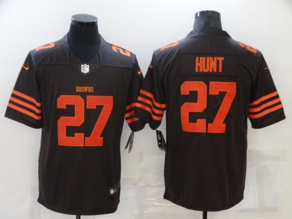 Men's Cleveland Browns #27 Hunt New Brown Color Rush Limited Jersey