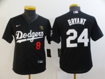 Youth MLB Los Angeles Dodgers #8 & #24 Bryant Black Game Nike Jersey