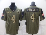 Men's Dallas Cowboys #4 Dak Prescott 2021 Olive Camo Salute To Service Limited Jersey