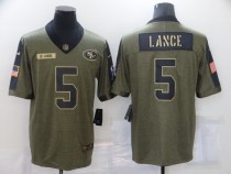 Men's San Francisco 49ers #5 Trey Lance 2021 Olive Salute To Service Limited Jersey