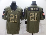 Men's Dallas Cowboys #21 Ezekiel Elliott 2021 Olive Camo Salute To Service Limited Jersey