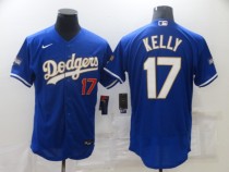 MLB Los Angeles Dodgers #17 Kelly Blue Gold Championship Flex Base Elite Jersey