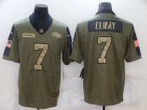 Men's Denver Broncos #7 Elway 2021 Olive Camo Salute To Service Limited Jersey