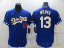 MLB Los Angeles Dodgers #13 Muncy Blue Gold Championship Flex Base Elite Jersey