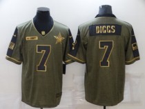 Men's Dallas Cowboys #7 Trevon Diggs 2021 Olive Salute To Service Golden Limited Jersey