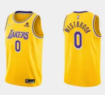NBA Los Angeles Lakers #0 Russell Westbrook 75th Anniversary Diamond Gold 2021 Jersey