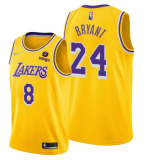 NBA Los Angeles Lakers Front #8 Back #24 Kobe Bryant 75th Anniversary Diamond Gold 2021 Jersey