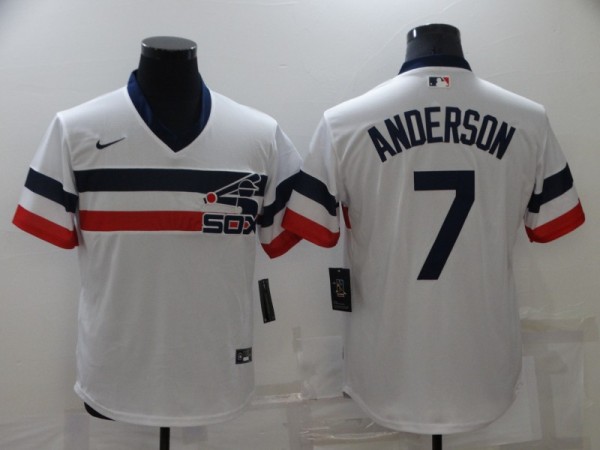 MLB Chicago White Sox #7 Tim Anderson White Throwback Game Jersey