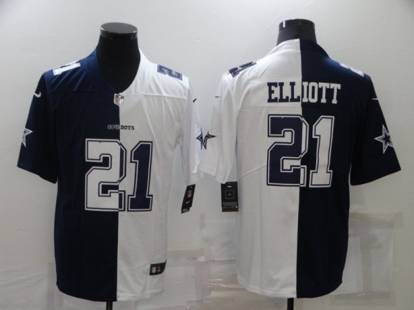 Men's Dallas Cowboys #21 Ezekiel Elliott Navy White Split Vapor Untouchable Limited Jersey