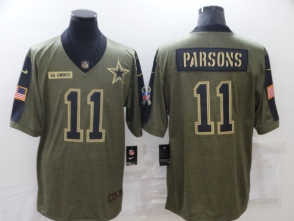 Men's Dallas Cowboys #11 Micah Parsons 2021 Olive Salute To Service Limited Jersey