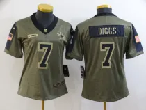 Women Dallas Cowboys #7 Trevon Diggs 2021 Olive Salute To Service Limited Jersey