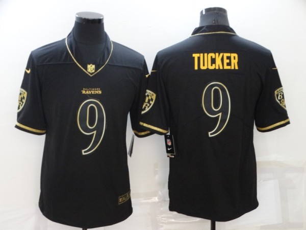 Men's Baltimore Ravens #9 Tucker Black Golden Edition Limited Jersey