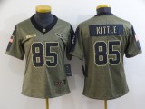 Women San Francisco 49ers #85 George Kittle 2021 Olive Salute To Service Limited Jersey