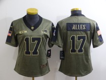 Women Buffalo Bills #17 Josh Allen 2021 Olive Salute To Service Limited Jersey