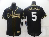 MLB Atlanta Braves #5 Freddie Freeman Black Gold Flex Elite Jersey