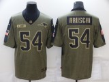 Men's New England Patriots #54 Bruschi 2021 Olive Salute To Service Limited Jersey