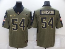 Men's New England Patriots #54 Bruschi 2021 Olive Salute To Service Limited Jersey