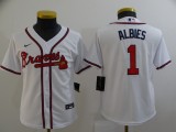 Youth MLB Atlanta Braves #1 Albies White Game Nike Jersey