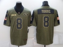 Men's San Francisco 49ers #8 Young 2021 Olive Salute To Service Limited Jersey