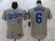 MLB Los Angeles Dodgers #6 Trea Turner Grey Flex Base Elite Jersey