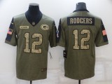 Men's Green Bay Packers #12 Rodgers 2021 Olive Camo Salute To Service Limited Jersey