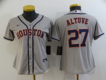 Women MLB Houston Astros #27 Altuve Grey Game Nike Jersey